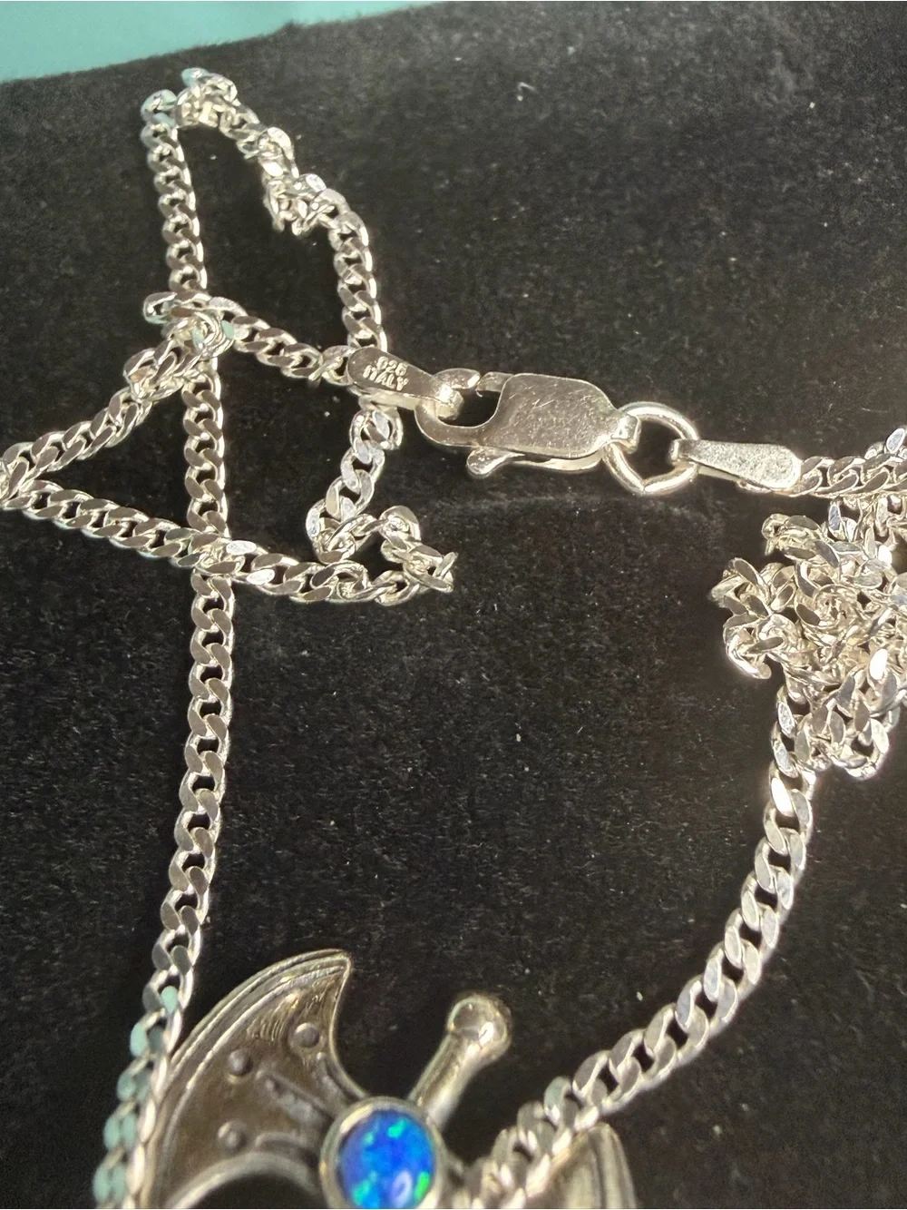 Sterling Silver Opal Axe Necklace